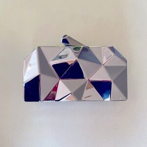 Geometric Triangle Clutch Bag OS Metallic Evening Mini